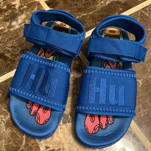 Adidas Pharrell Human Race HU Adilette 2.0 Blue Sandal Shoes Sz 6 acupressure